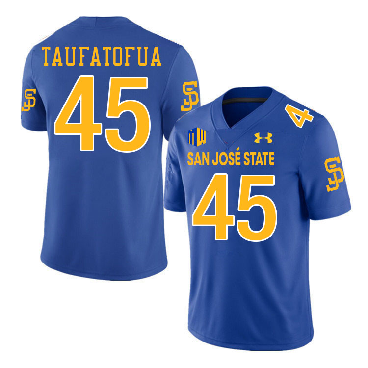 #45 Vili Taufatofua SJSU Jersey,San Jose State Spartans Football Jersey College Uniforms-Royal